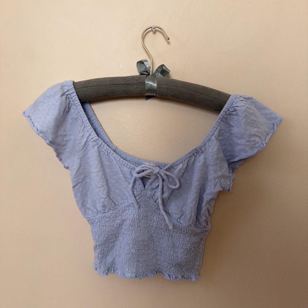 Billabong Lavender Tie-Front Crop Top